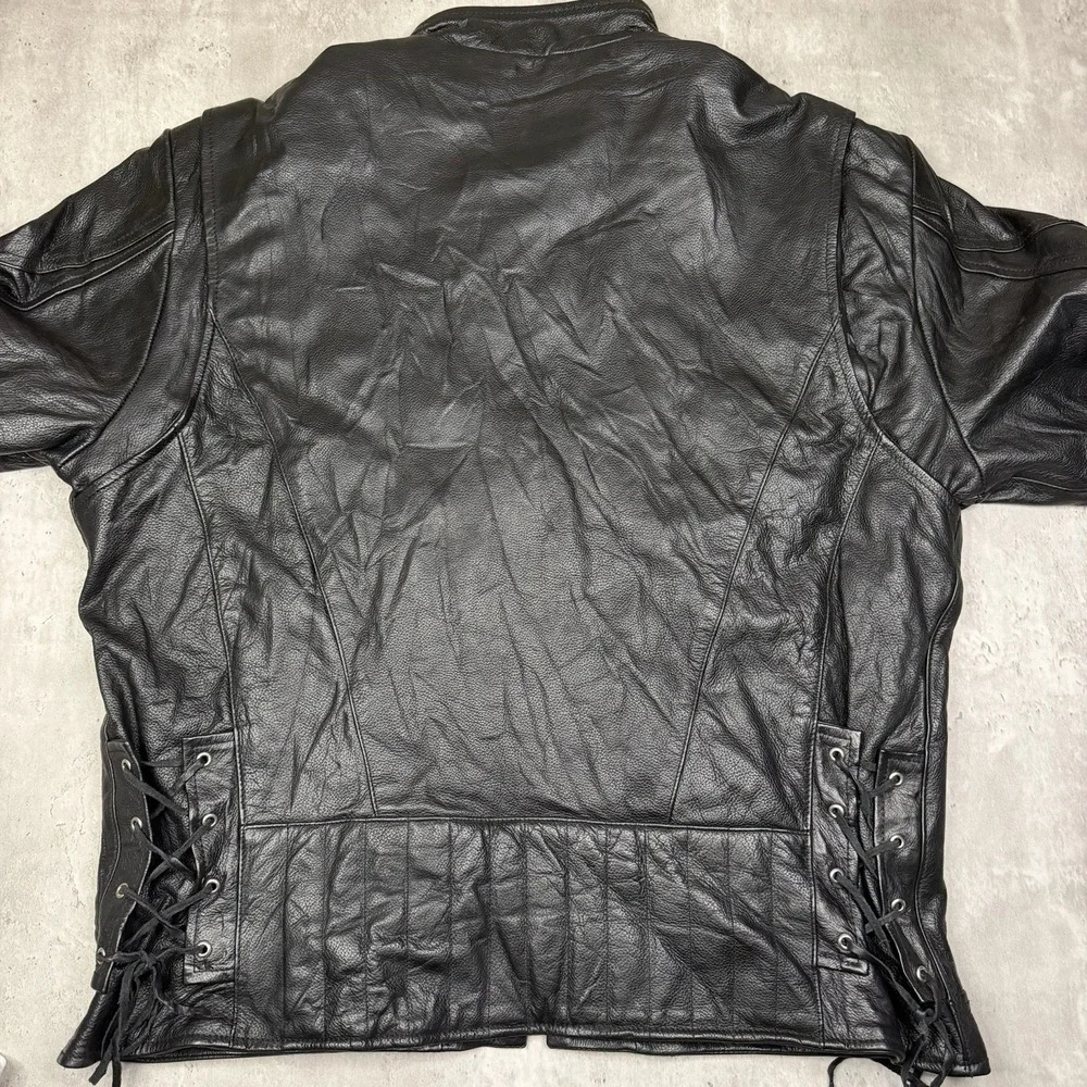 Wilson's Leather Jacket Mens L Black Moto Biker Zip Quilted Lined Vintage
